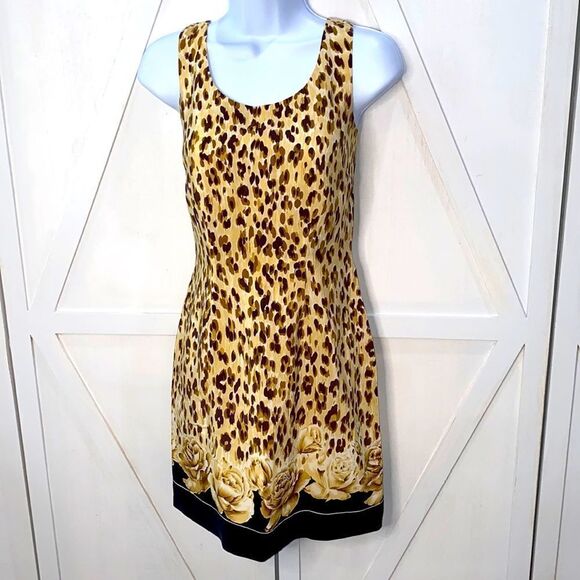 Bloomingdale's Petites Silk Animal Print Dress Size 6 - Picture 1 of 9